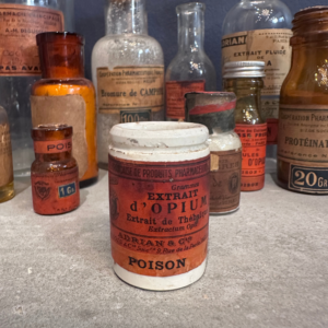 Petit Pot Pharmaceutique Ancien Opium – Laboratoire Adrian & Cie Paris – Apothicaire XIXe